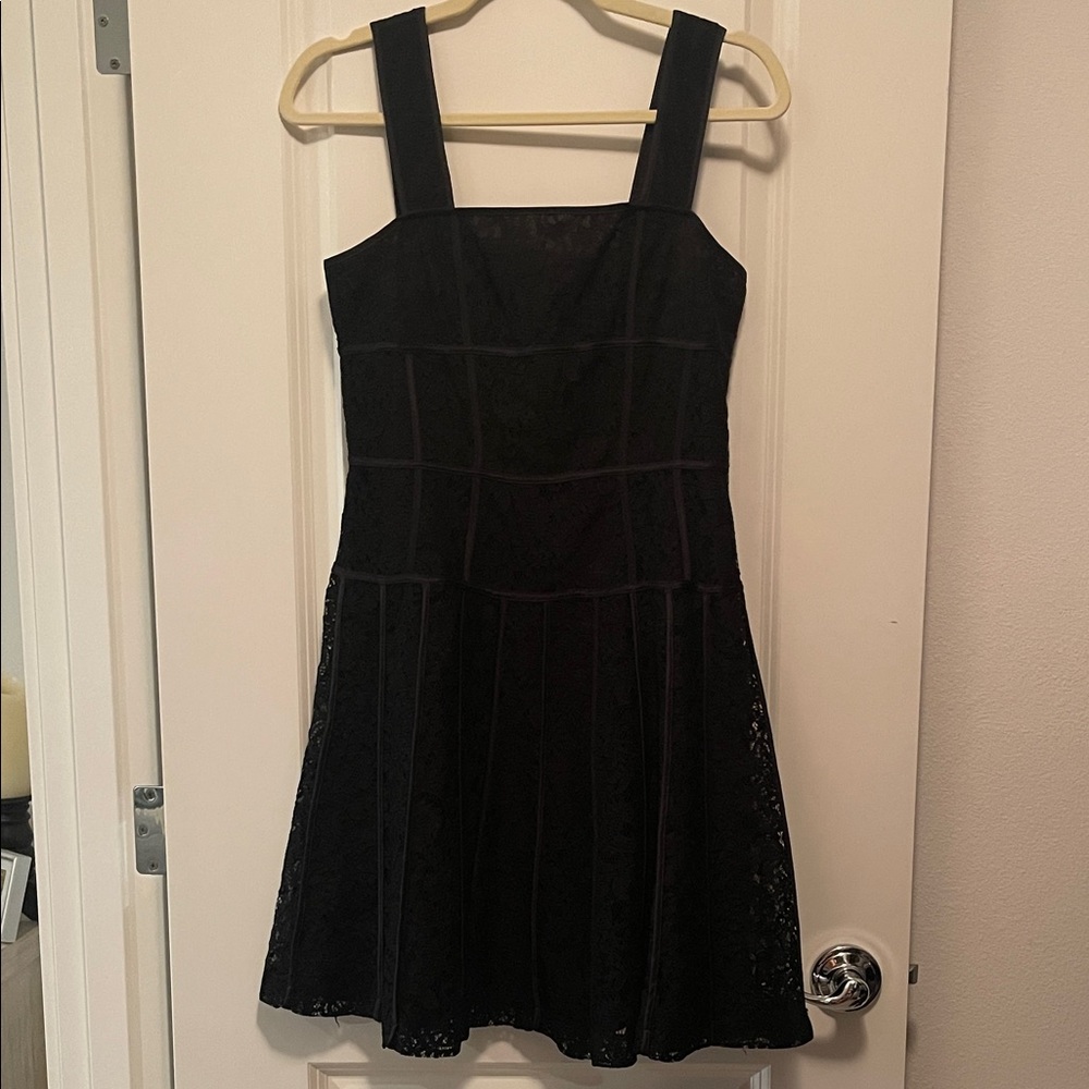 Ann Taylor Black Sleeveless Lace Corset Dress
